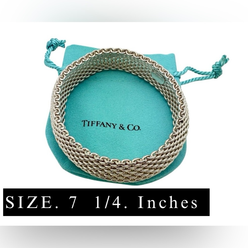 Tiffany & Co. Somerset Mesh Weave Bangle Bracelet 7.25” Silver